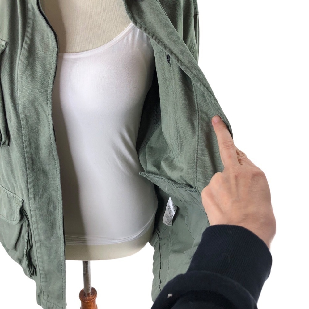 Topshop Oversized Twill Barn Jacket Sz S Army Green Cargo Utility Grunge Casual - Picture 5 of 15